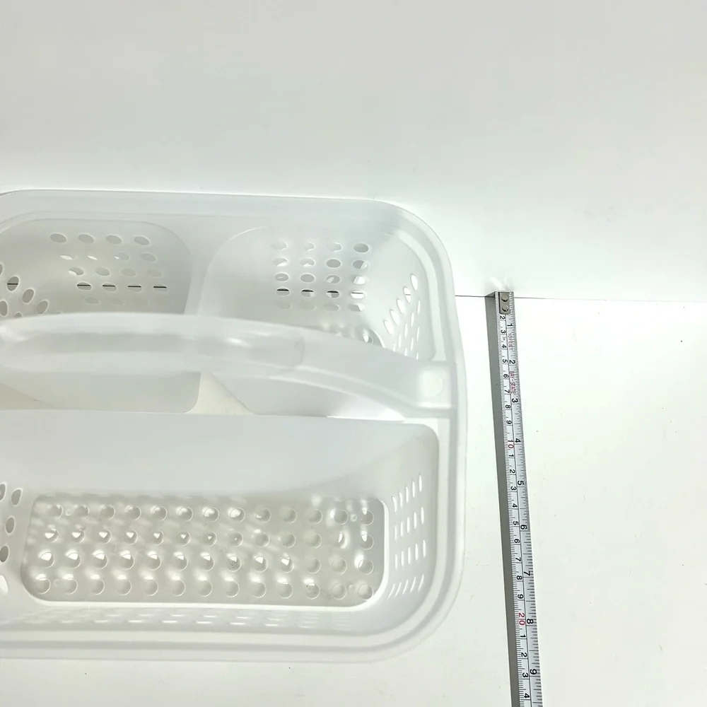 Shower Bath Caddy with Handle 3 Compartments Clear Sturdy Plastic College Dorm